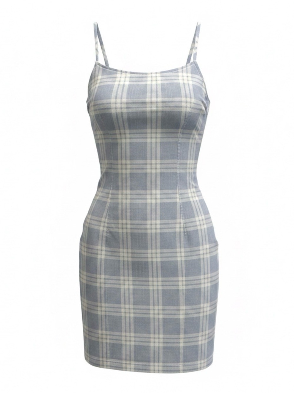 crown & ivy Light Blue and Cream Plaid Sleeveless Top
